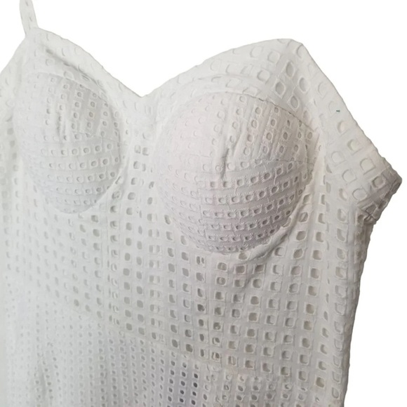 Rebecca Minkoff White Eyelet Lace Bustier Claudia Dress Sz L - Picture 10 of 14